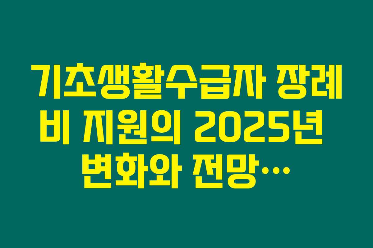 기초생활수급자 장례비 지원의 2025년 변화와 전망
