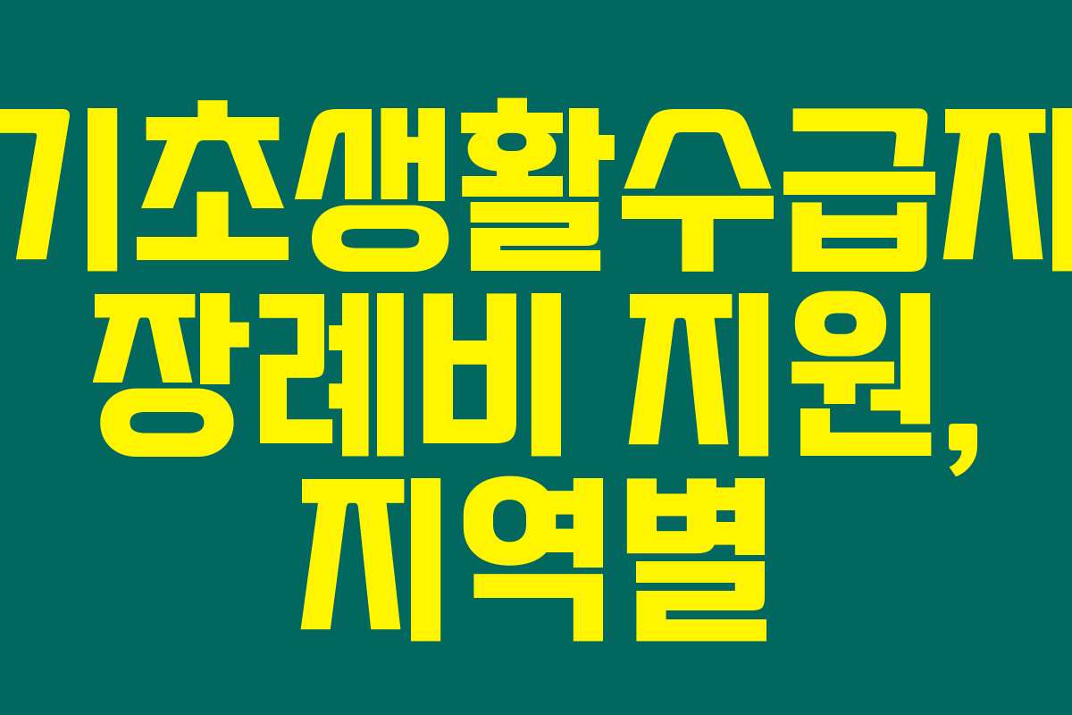 기초생활수급자 장례비 지원, 지역별 차이와 비교