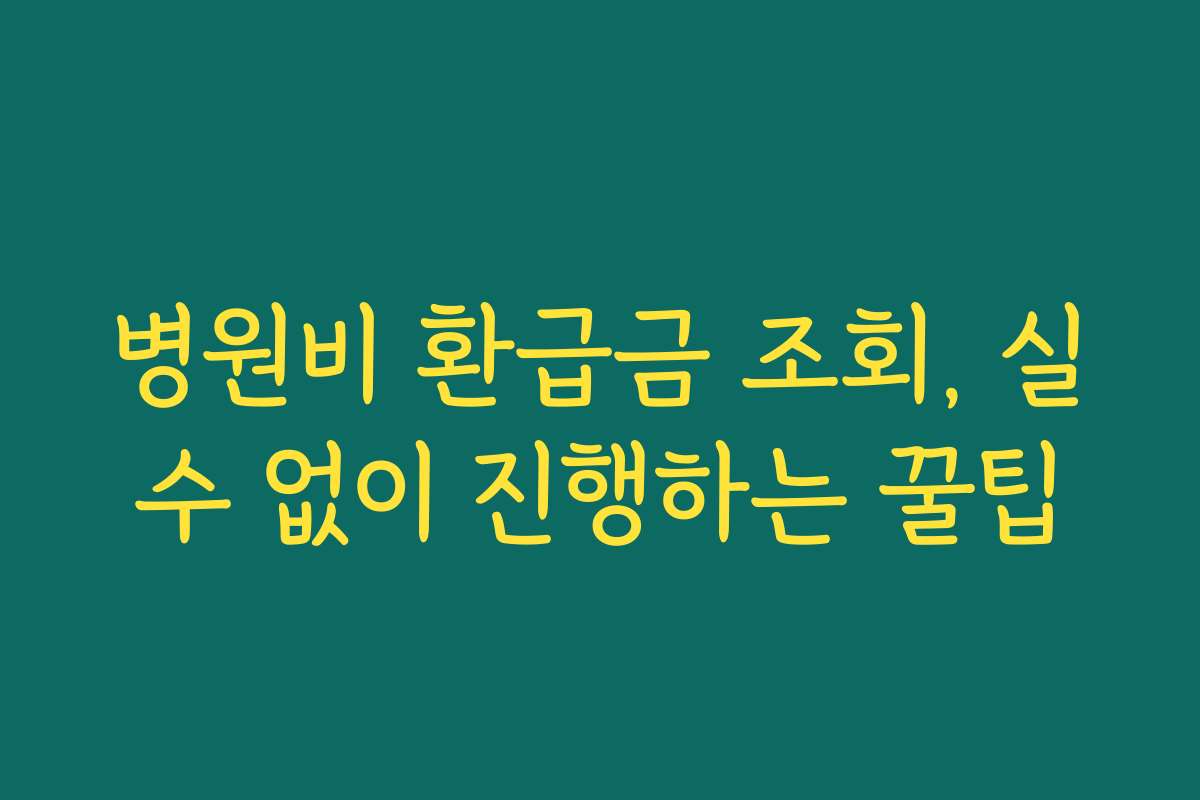 병원비 환급금 조회, 실수 없이 진행하는 꿀팁 병원비 환급금 조회, 실수 없이 진행하는 꿀팁