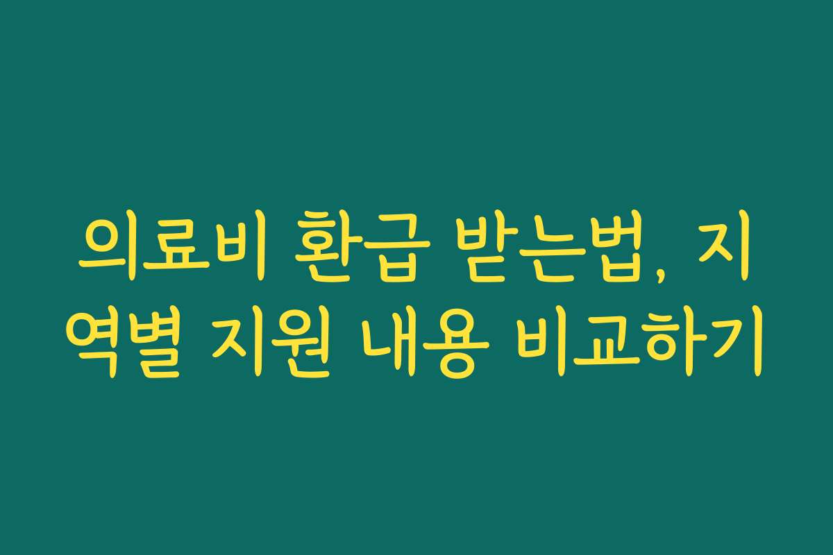 의료비 환급 받는법, 지역별 지원 내용 비교하기
