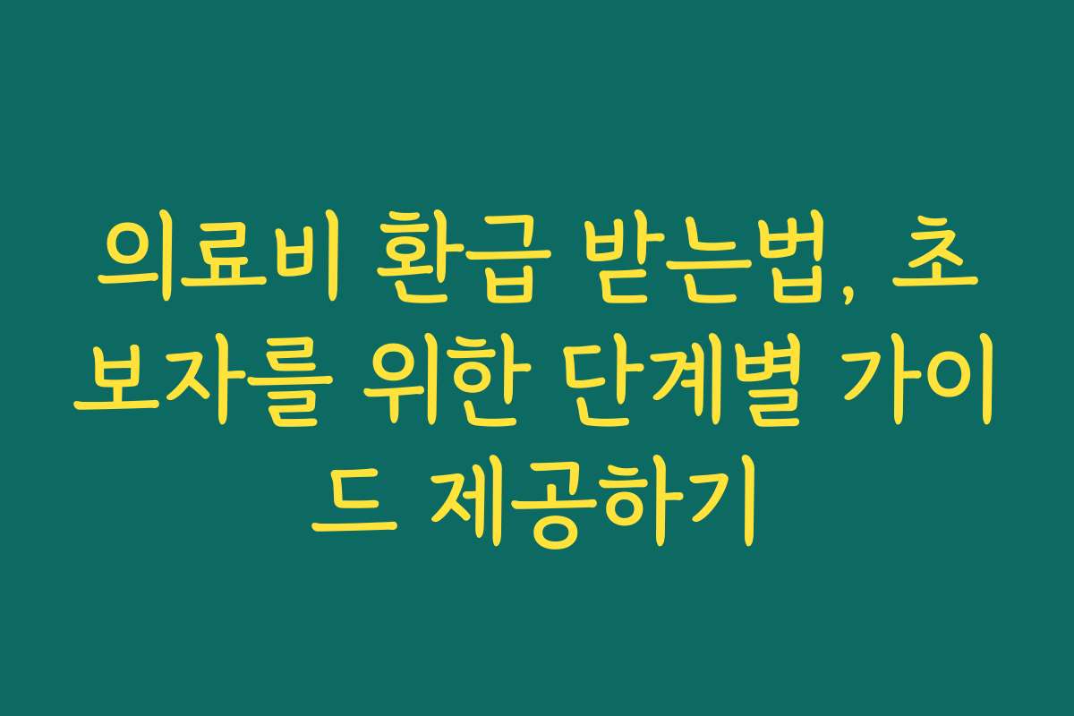 의료비 환급 받는법, 초보자를 위한 단계별 가이드 제공하기