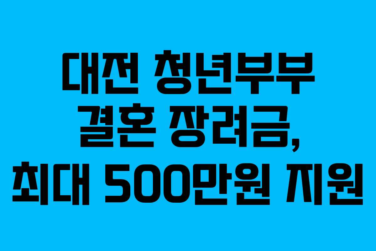 대전 청년부부 결혼 장려금, 최대 500만원 지원 대전 청년부부 결혼 장려금, 최대 500만원 지원