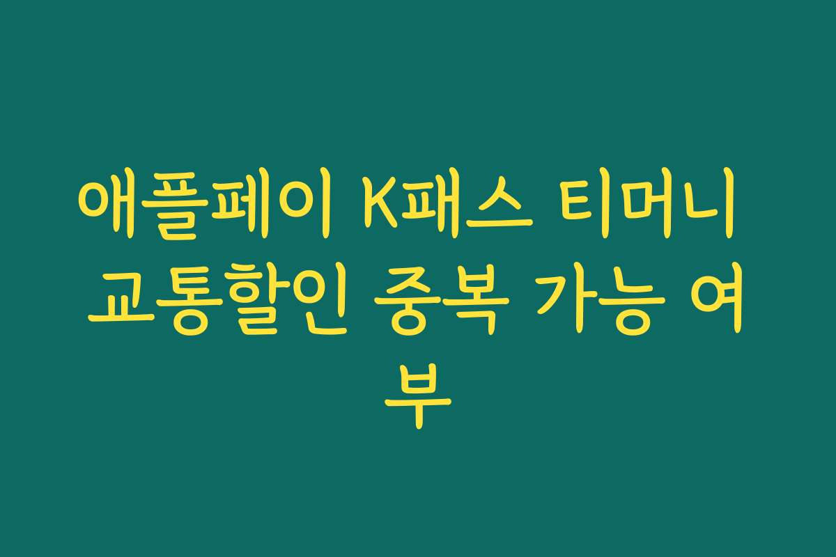 애플페이 K패스 티머니 교통할인 중복 가능 여부 애플페이 K패스 티머니 교통할인 중복 가능 여부