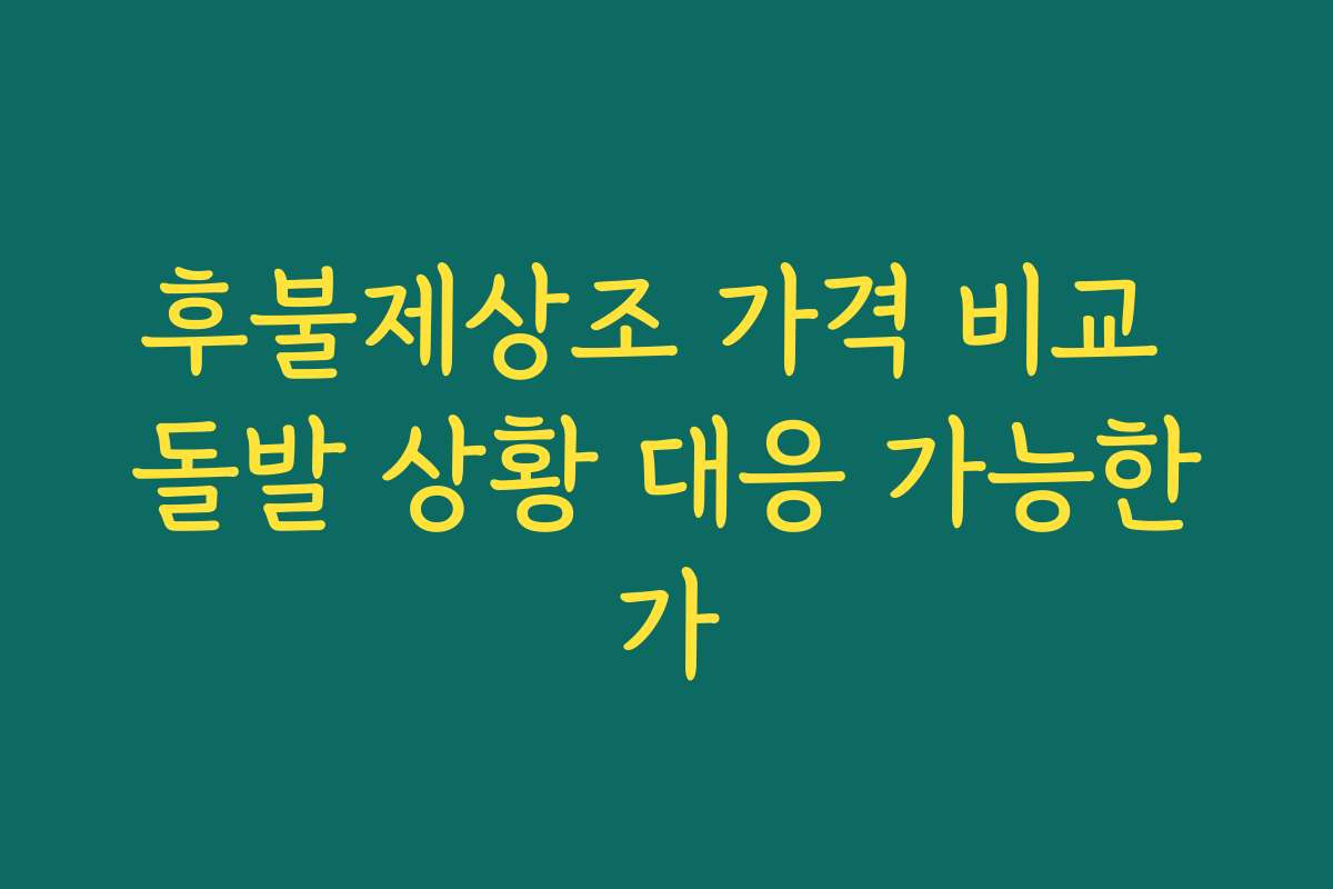 후불제상조 가격 비교 돌발 상황 대응 가능한가