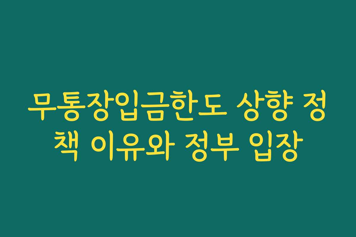 무통장입금한도 상향 정책 이유와 정부 입장
