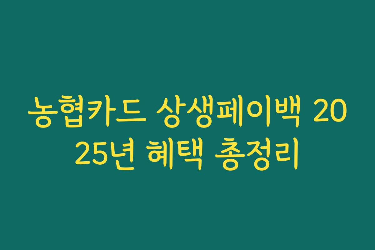 농협카드 상생페이백 2025년 혜택 총정리 농협카드 상생페이백 2025년 혜택 총정리