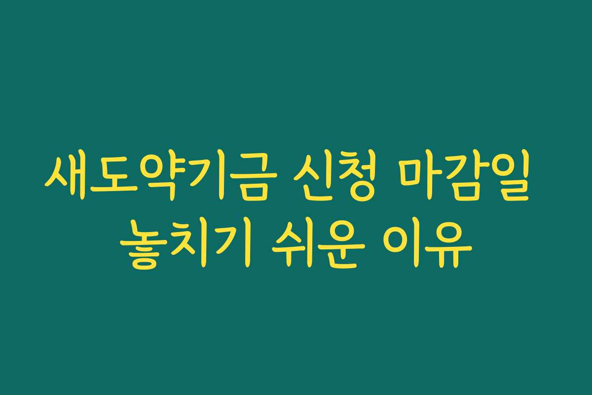 새도약기금 신청 마감일 놓치기 쉬운 이유