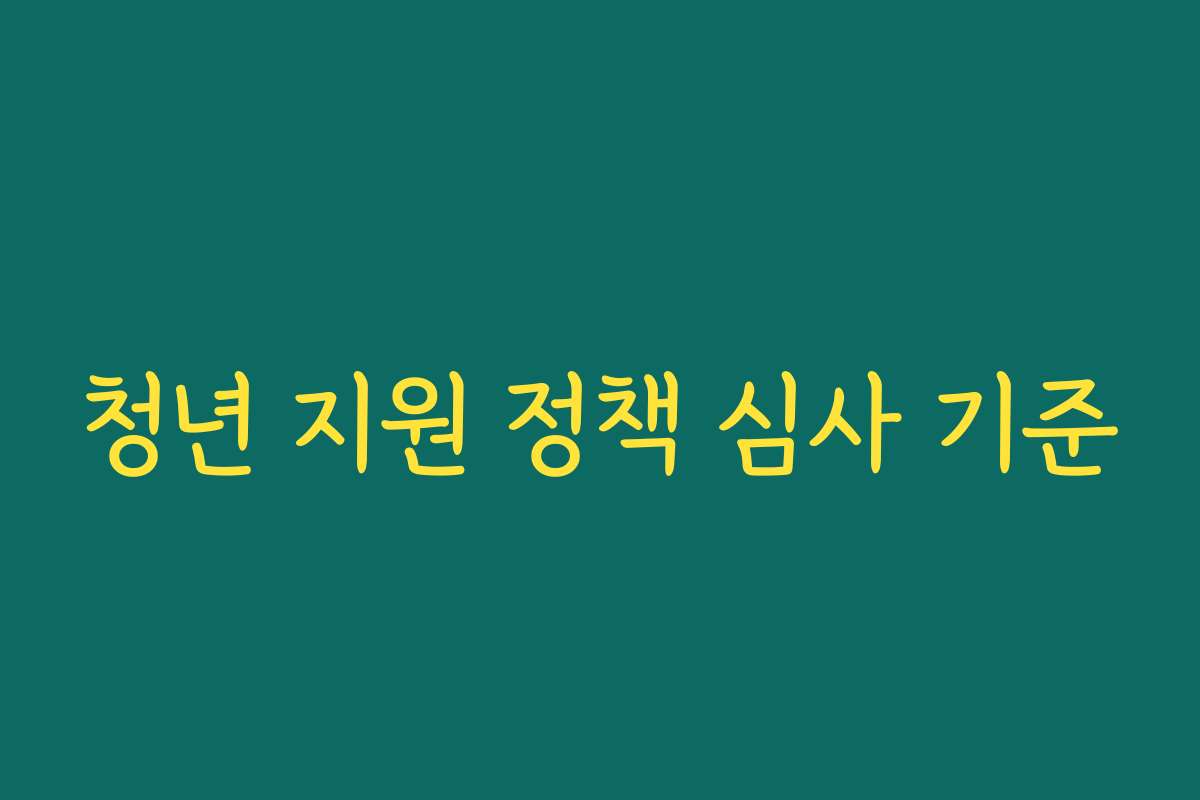 청년 지원 정책 심사 기준