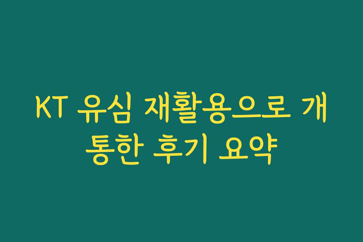 KT 유심 재활용으로 개통한 후기 요약
