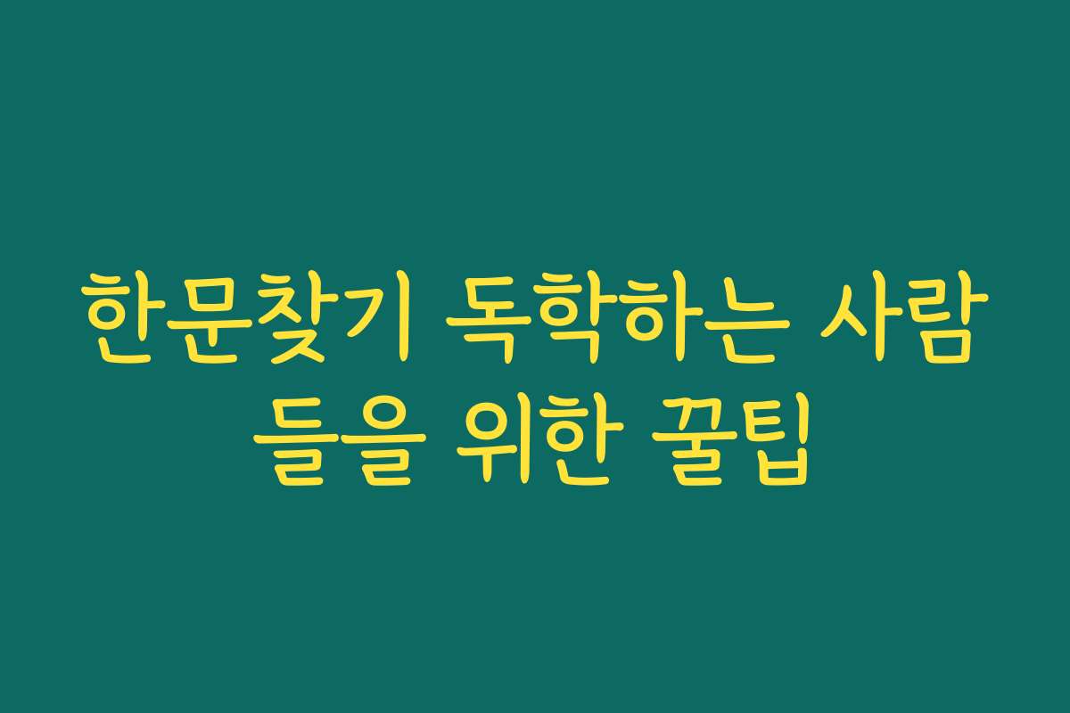 한문찾기 독학하는 사람들을 위한 꿀팁