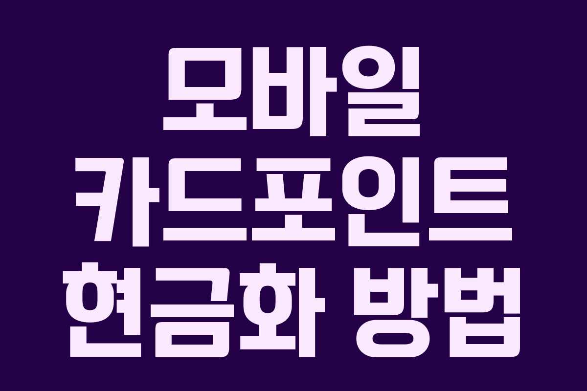 모바일 카드포인트 현금화 방법 모바일 카드포인트 현금화 방법